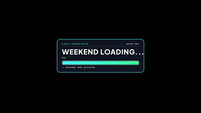 Futuristic Loading Bar Animation: Weekend Loading Concept | Digital Interface Motion Graphic