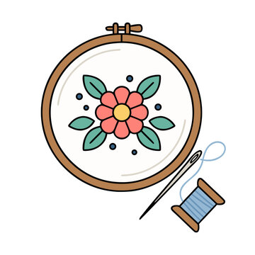 Creative Floral Embroidery and Handmade Crafting Concept
