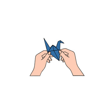 Creative Origami Paper Crafting and Mindful Focus Concept