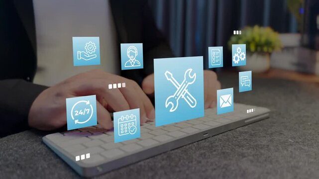 Technical Support and Customer Service Concept with 24/7 Global Assistance