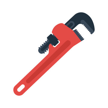 Heavy duty red pipe wrench illustration for plumbing services