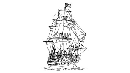 Vintage Tall Ship Illustration on Transparent Background © Gege