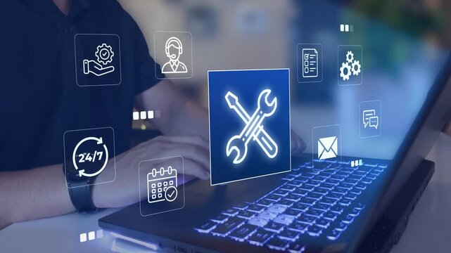 Technical Support and Customer Service Concept with 24/7 Global Assistance