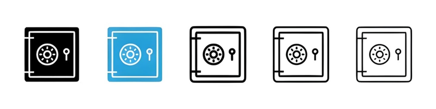 Safe locker icon collection set. Thin line customizable illustration. Contour symbol. Vector isolated outline drawing. Editable stroke