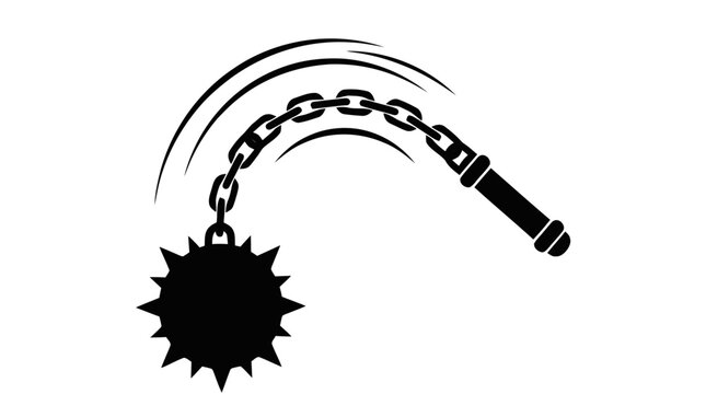 Vector illustration of mace weapon silhouette icon on a transparent background