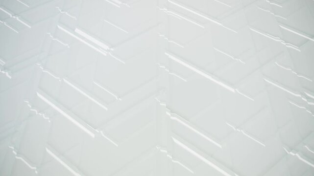 Abstract white geometric background with sliding embossed diagonal lines loop