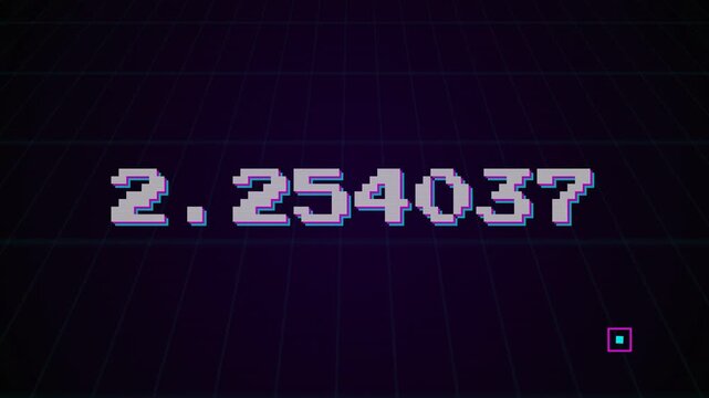 Retro Cyberpunk Pixel Art Millisecond Countdown Timer Motion Graphic with Purple Perspective Grid   
