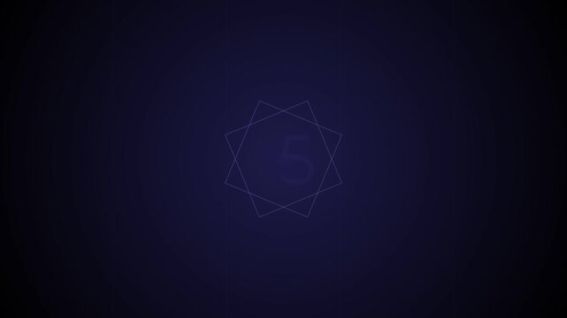 Futuristic Cyberpunk Octagram Countdown Timer Motion Graphic with Dark Blue Accent