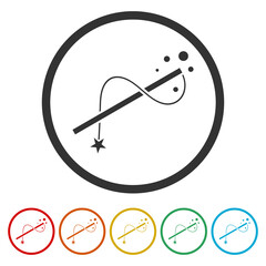 Fototapeta premium Magic wand sign icon. Set icons in color circle buttons