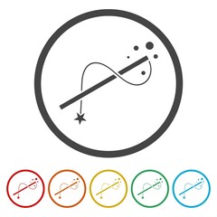 Fototapeta premium Magic wand sign icon. Set icons in color circle buttons