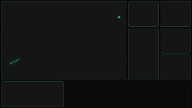 Futuristic Cyberpunk Dashboard Bento Grid Layout with Green Accent Motion Graphic