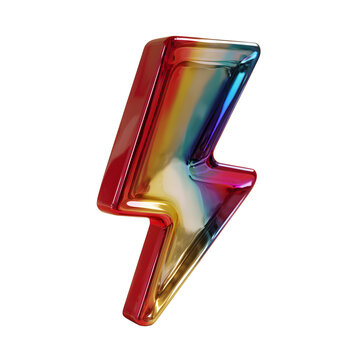 Rainbow lightning bolt sculpture with glossy finish