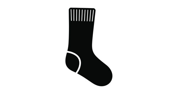A single sock is depicted as a black silhouette