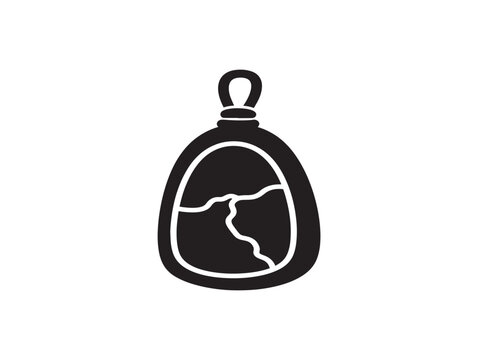 Minimalist backpack amulet silhouette icon for travel and adventure branding