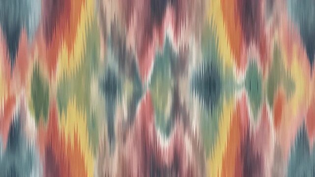 Retro 1960s Hippie Tie-Dye Background with Wavy Vertical Lines, Soft Desaturated Rainbow Psychedelic Pattern