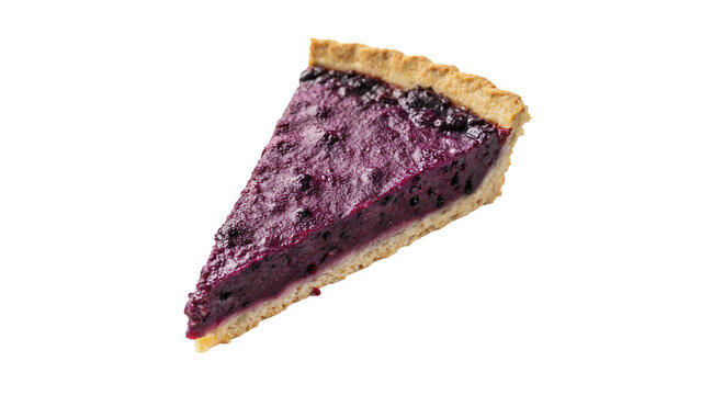 Piece of sweet blueberry pie slice on transparent background