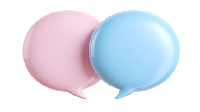 Two floating 3d chat bubbles in pastel colors