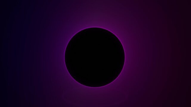 Minimal violet halo animation a dark central circle, luminous rim, and atmospheric gradient. for virtual gateways, sci fi scenes, logo reveals, luxury presentations, and modern digital backgrounds.