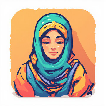 vector illustration of a woman in hijab, potrait of hijab woman