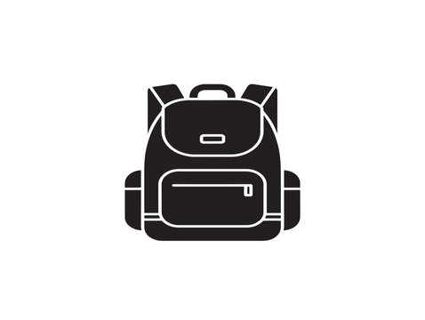 Minimalist backpack silhouette icon for travel and outdoor activity branding