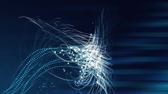 Digital particle wave animation glowing with technology big data motion loop