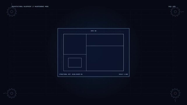 Empty blueprint border transforms into detailed floor plan