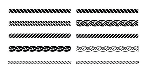 rope frame icon, vintage decorative border elements, seamless pattern set and nautical rope brushes for classic design © AKTHERRUZZAMAN