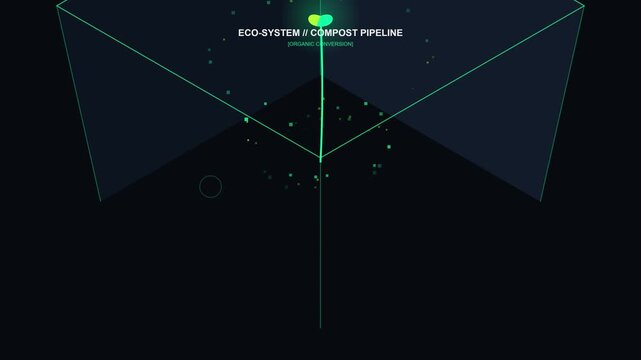 Green wireframe cube with glowing center oval