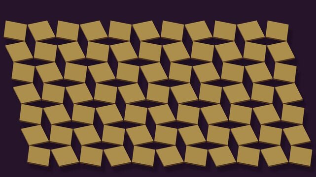 Rotating square auxetic inspired lattice in aubergine and brass, seamless loop