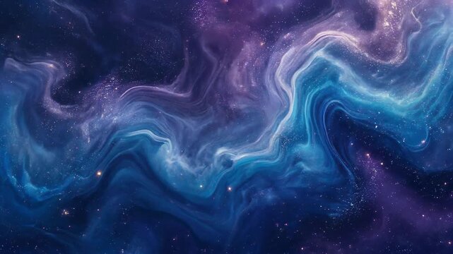 Cosmic Galaxy Liquid Marble Background with Deep Blue and Purple Tones, Drifting Stardust Abstract Space Pattern