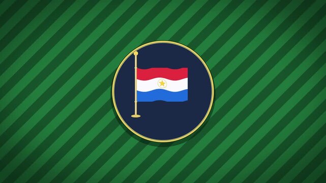Pixel art animation of Paraguay flag waving, patriotic loop, retro 8-bit national symbol