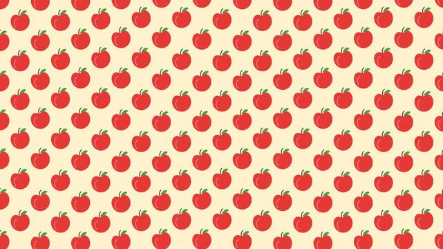 Seamless Pattern Featuring Cute Red Apples on a Soft Cream Background.