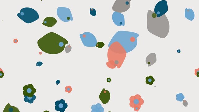 Seamless loop vibrant multicolor floating paisley motion background