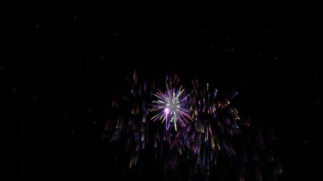 Fireworks display animation motion graphic in night sky