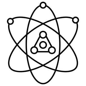 Advanced atom structure outline vector graphic for science