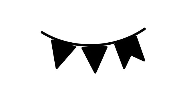 Black bunting flags silhouette isolated on a transparent background for party and event decoration