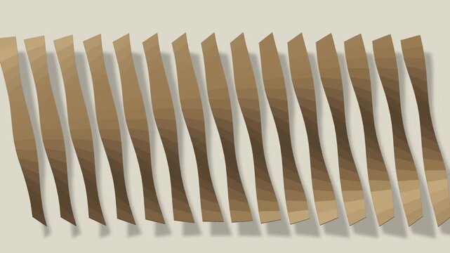 Twisting architectural fin array in limestone and bronze, seamless loop