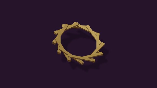 Reciprocal beam ring roof sculpture in aubergine and brass, seamless loop
