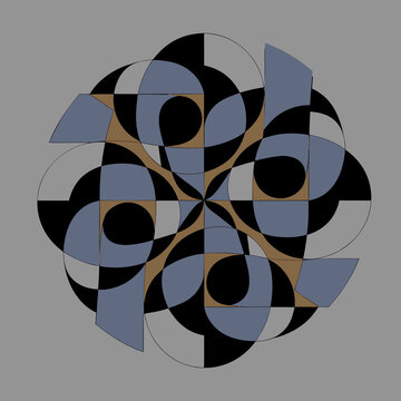 Abstract geometric circular pattern vector illustration with modern interlocking shapes