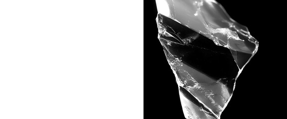 Crumpled transparent plastic texture on black background, wrinkled cellophane film overlay, macro shot of distorted clear plastic wrap © Mahim