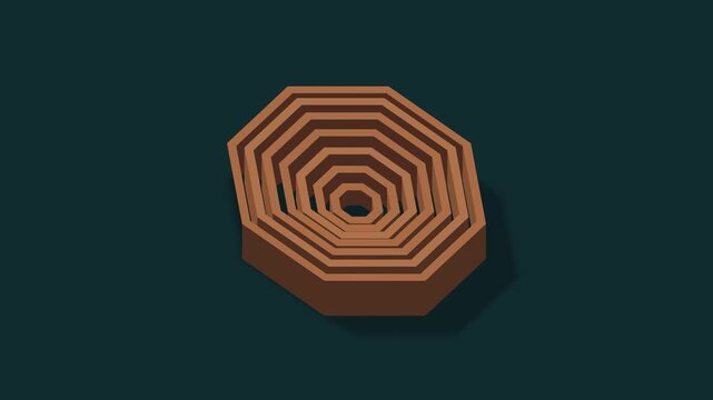 Telescopic octagonal sleeve sculpture in petrol blue and copper, seamless loop