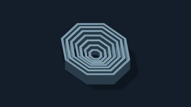 Telescopic octagonal sleeve sculpture in titanium and ice blue, seamless loop