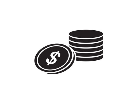 Minimalist dollar coin icon stacked with currency symbol for financial branding and infographics