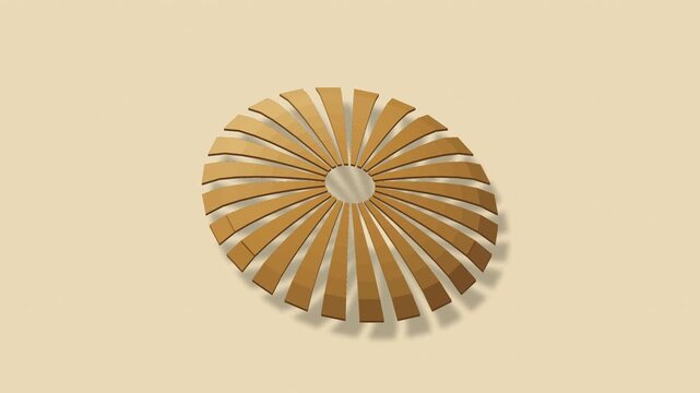 Radial slit dome opening sculpture in ochre and clay, seamless loop