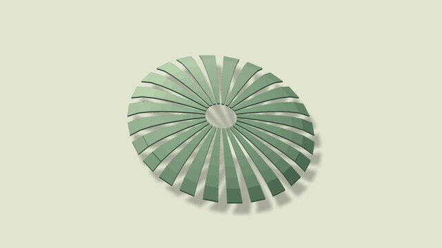 Radial slit dome opening sculpture in sage green and linen, seamless loop