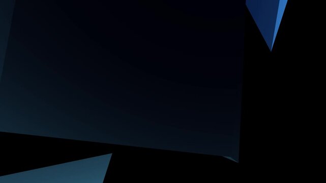 Abstract blue geometric background animation with rotating low poly 3D shapes
