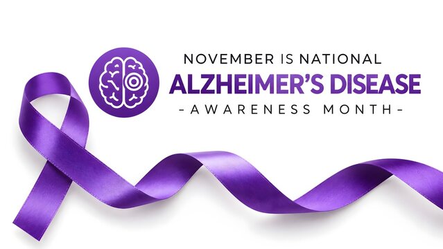 Purple awareness ribbon for alzheimer disease awareness