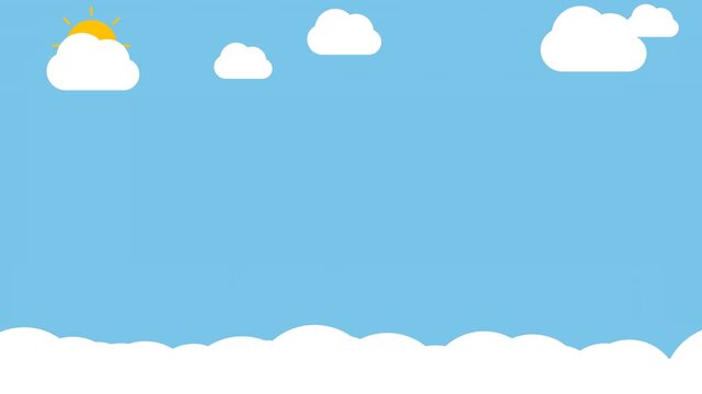 Animated Sunny Sky Background with Floating Clouds and Sun.