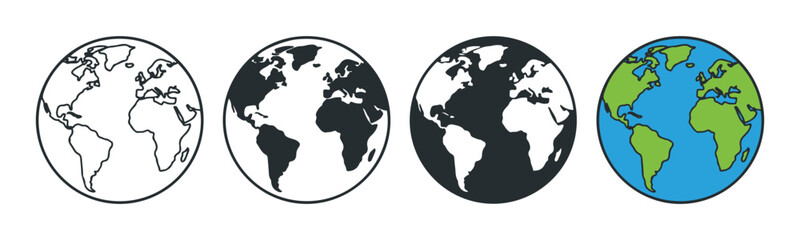 Obraz premium Four Planet Earth Globes In Different Styles