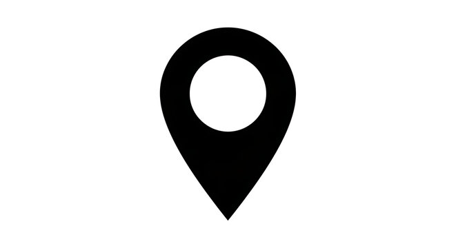 Black map location pin icon isolated on a transparent background for navigation and travel design